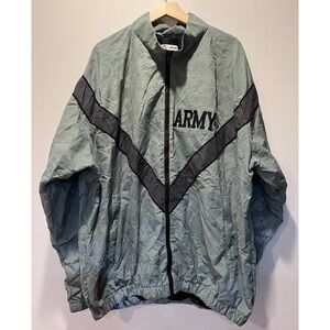 US Army Jacket Mens Gray Nylon Full Zip Long Sleeves Windbreaker Skilcraft XL